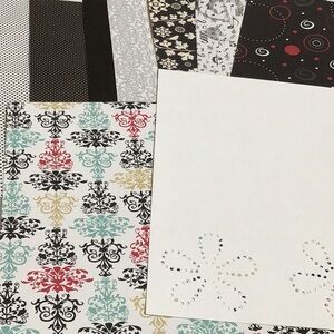 Black an White Loose Scrapbook Paper Bundle, 9 Sheets